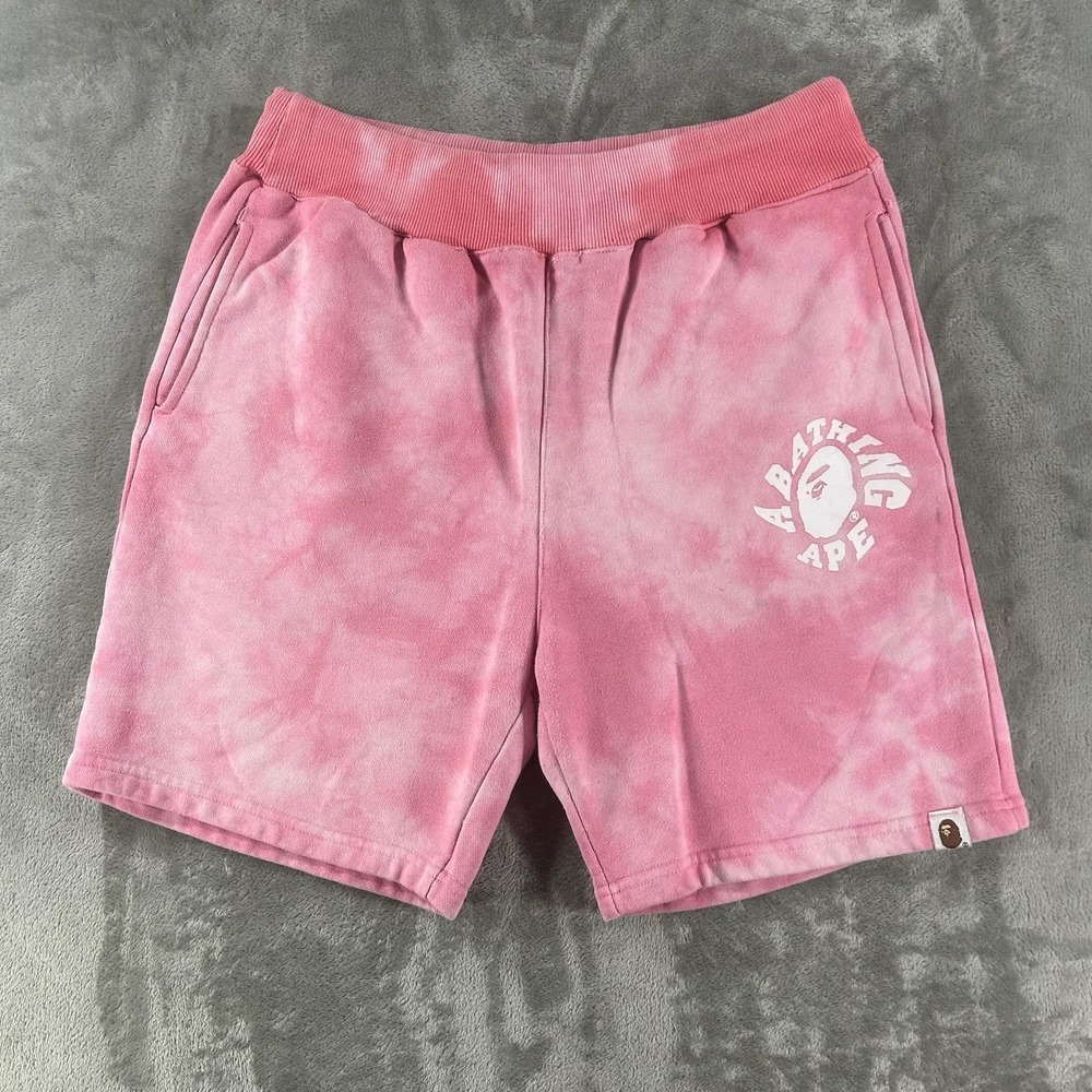 A Bathing Ape Shorts Mens Medium Pink Fleece Sweat Logo Japan Casual Summer